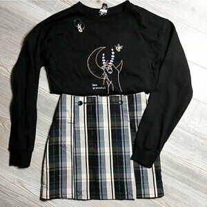 𝅺neutral TONES PLAID MINI SKIRT